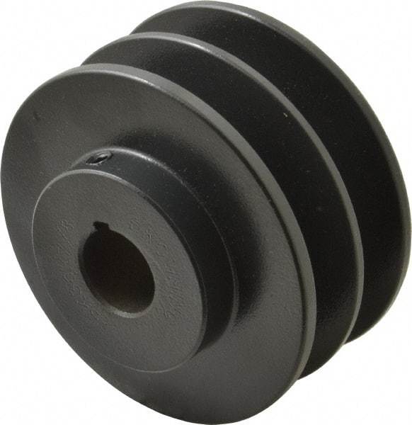 Browning - 7/8" Bore, 1-31/32 Long, 3-3/4" Outside Diam, Finished Bore Two Groove V Belt Sheave - 3.4 Belt Pitch B, 3" Pitch Diam of 4L Belt - Apex Tool & Supply
