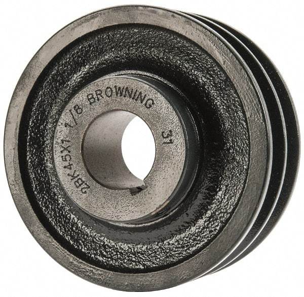 Browning - 1-1/8" Bore, 1-15/32 Long, 4-1/4" Outside Diam, Finished Bore Two Groove V Belt Sheave - 3.9 Belt Pitch B, 3-1/2" Pitch Diam of 4L Belt - Apex Tool & Supply