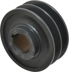 Browning - 1-3/8" Bore, 1-15/32 Long, 4-1/4" Outside Diam, Finished Bore Two Groove V Belt Sheave - 3.9 Belt Pitch B, 3-1/2" Pitch Diam of 4L Belt - Apex Tool & Supply