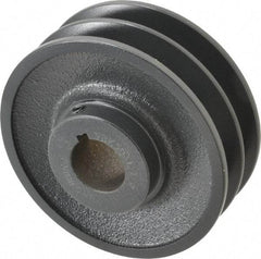 Browning - 1-1/8" Bore, 1-15/32 Long, 4-3/4" Outside Diam, Finished Bore Two Groove V Belt Sheave - 4.4 Belt Pitch B, 4" Pitch Diam of 4L Belt - Apex Tool & Supply
