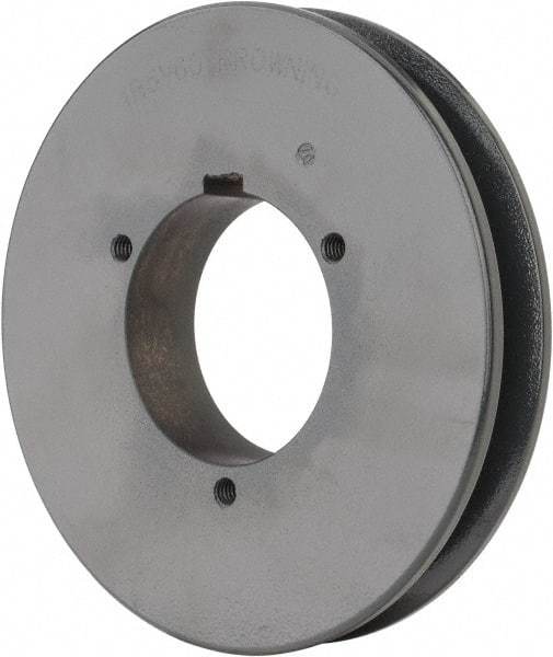 Browning - 1 Groove, 5/8 to 2-1/4 Bore Diam, 6.28" Outside Diam, QD Bushed V Belt Sheave - 6.1 5V Diam Belt Pitch - Apex Tool & Supply
