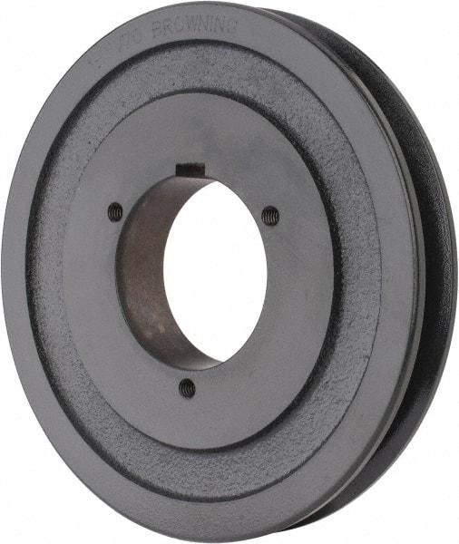 Browning - 1 Groove, 5/8 to 2-1/4 Bore Diam, 7.28" Outside Diam, QD Bushed V Belt Sheave - 7.1 5V Diam Belt Pitch - Apex Tool & Supply