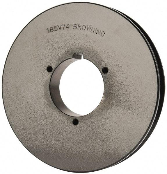 Browning - 1 Groove, 5/8 to 2-1/4 Bore Diam, 7.68" Outside Diam, QD Bushed V Belt Sheave - 7.5 5V Diam Belt Pitch - Apex Tool & Supply