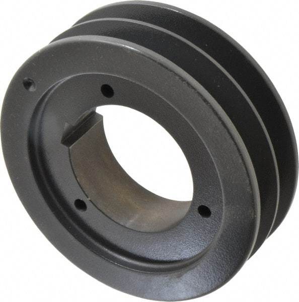 Browning - 2 Groove, 5/8 to 2-1/4 Bore Diam, 5.28" Outside Diam, QD Bushed V Belt Sheave - 5.1 5V Diam Belt Pitch - Apex Tool & Supply