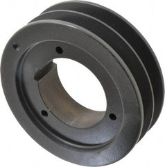 Browning - 2 Groove, 5/8 to 2-1/4 Bore Diam, 5.28" Outside Diam, QD Bushed V Belt Sheave - 5.1 5V Diam Belt Pitch - Apex Tool & Supply