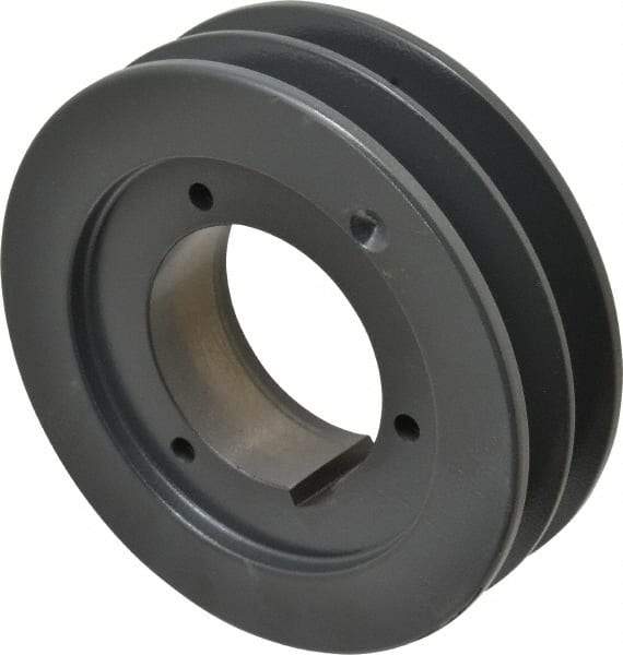 Browning - 2 Groove, 5/8 to 2-1/4 Bore Diam, 5.68" Outside Diam, QD Bushed V Belt Sheave - 5.5 5V Diam Belt Pitch - Apex Tool & Supply
