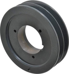 Browning - 2 Groove, 5/8 to 2-1/4 Bore Diam, 6.08" Outside Diam, QD Bushed V Belt Sheave - 5.9 5V Diam Belt Pitch - Apex Tool & Supply