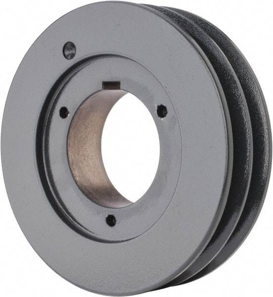 Browning - 2 Groove, 5/8 to 2-1/4 Bore Diam, 6.28" Outside Diam, QD Bushed V Belt Sheave - 6.1 5V Diam Belt Pitch - Apex Tool & Supply