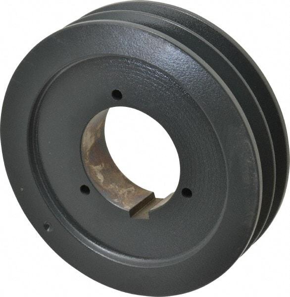 Browning - 2 Groove, 5/8 to 2-1/4 Bore Diam, 6.68" Outside Diam, QD Bushed V Belt Sheave - 6.5 5V Diam Belt Pitch - Apex Tool & Supply