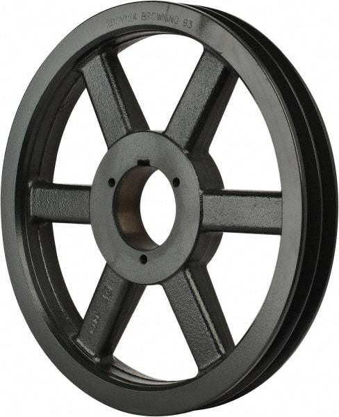 Browning - 2 Groove, 5/8 to 2-1/4 Bore Diam, 12.68" Outside Diam, QD Bushed V Belt Sheave - 12.5 5V Diam Belt Pitch - Apex Tool & Supply
