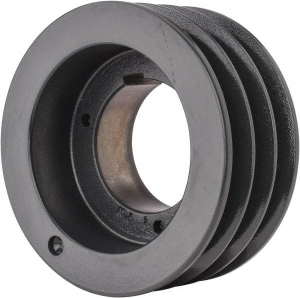 Browning - 3 Groove, 5/8 to 2-1/4 Bore Diam, 5.48" Outside Diam, QD Bushed V Belt Sheave - 5.3 5V Diam Belt Pitch - Apex Tool & Supply