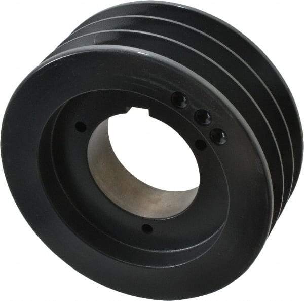 Browning - 3 Groove, 5/8 to 2-1/4 Bore Diam, 6.08" Outside Diam, QD Bushed V Belt Sheave - 5.9 5V Diam Belt Pitch - Apex Tool & Supply