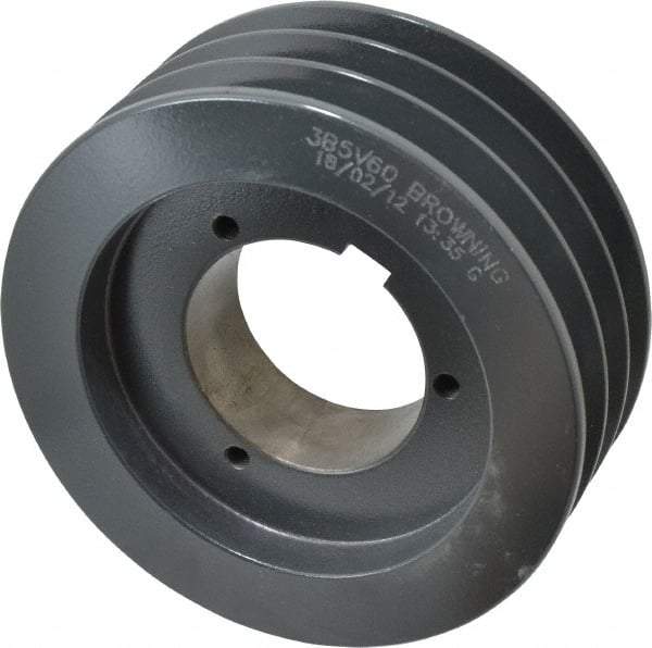 Browning - 3 Groove, 5/8 to 2-1/4 Bore Diam, 6.28" Outside Diam, QD Bushed V Belt Sheave - 6.1 5V Diam Belt Pitch - Apex Tool & Supply