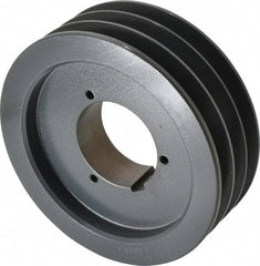 Browning - 3 Groove, 5/8 to 2-1/4 Bore Diam, 7.08" Outside Diam, QD Bushed V Belt Sheave - 6.9 5V Diam Belt Pitch - Apex Tool & Supply