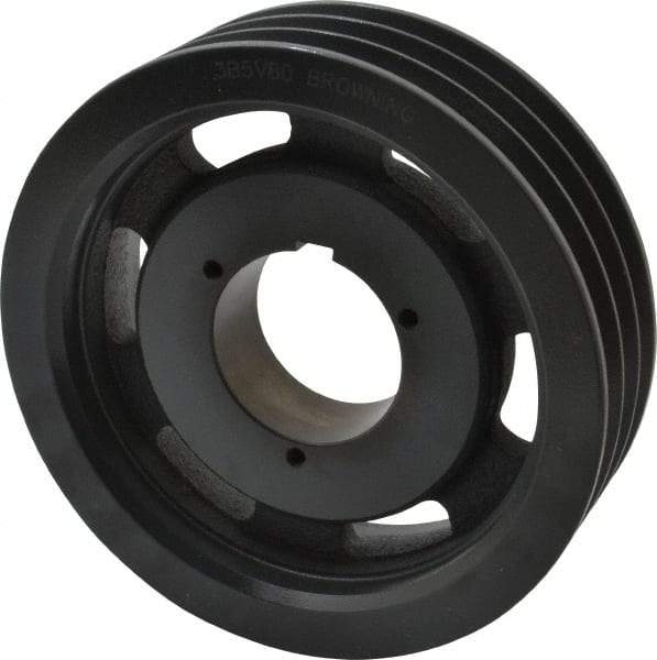 Browning - 3 Groove, 5/8 to 2-1/4 Bore Diam, 8.28" Outside Diam, QD Bushed V Belt Sheave - 8.1 5V Diam Belt Pitch - Apex Tool & Supply