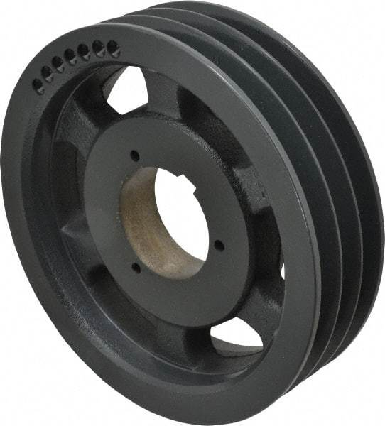 Browning - 3 Groove, 5/8 to 2-1/4 Bore Diam, 8.88" Outside Diam, QD Bushed V Belt Sheave - 8.7 5V Diam Belt Pitch - Apex Tool & Supply