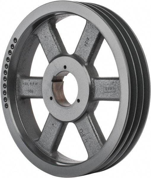 Browning - 3 Groove, 5/8 to 2-1/4 Bore Diam, 12.68" Outside Diam, QD Bushed V Belt Sheave - 12.5 5V Diam Belt Pitch - Apex Tool & Supply