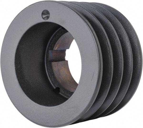 Browning - 4 Groove, 5/8 to 2-1/4 Bore Diam, 4.88" Outside Diam, QD Bushed V Belt Sheave - 4.7 5V Diam Belt Pitch - Apex Tool & Supply