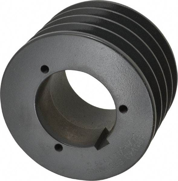 Browning - 4 Groove, 5/8 to 2-1/4 Bore Diam, 5.08" Outside Diam, QD Bushed V Belt Sheave - 4.9 5V Diam Belt Pitch - Apex Tool & Supply