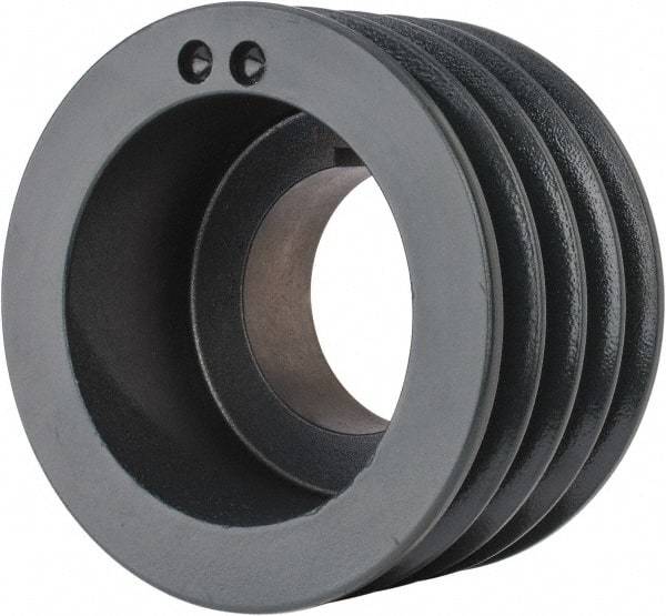 Browning - 4 Groove, 5/8 to 2-1/4 Bore Diam, 5.48" Outside Diam, QD Bushed V Belt Sheave - 5.3 5V Diam Belt Pitch - Apex Tool & Supply
