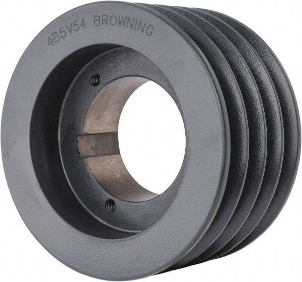 Browning - 4 Groove, 5/8 to 2-1/4 Bore Diam, 5.68" Outside Diam, QD Bushed V Belt Sheave - 5.5 5V Diam Belt Pitch - Apex Tool & Supply