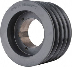 Browning - 4 Groove, 5/8 to 2-1/4 Bore Diam, 5.68" Outside Diam, QD Bushed V Belt Sheave - 5.5 5V Diam Belt Pitch - Apex Tool & Supply