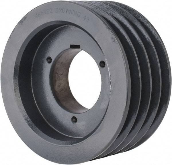 Browning - 4 Groove, 5/8 to 2-1/4 Bore Diam, 6.48" Outside Diam, QD Bushed V Belt Sheave - 6.3 5V Diam Belt Pitch - Apex Tool & Supply