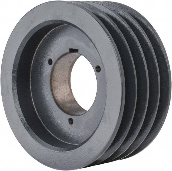 Browning - 4 Groove, 5/8 to 2-1/4 Bore Diam, 6.88" Outside Diam, QD Bushed V Belt Sheave - 6.7 5V Diam Belt Pitch - Apex Tool & Supply