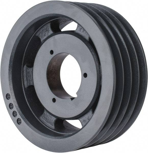 Browning - 4 Groove, 5/8 to 2-1/4 Bore Diam, 8.28" Outside Diam, QD Bushed V Belt Sheave - 8.1 5V Diam Belt Pitch - Apex Tool & Supply