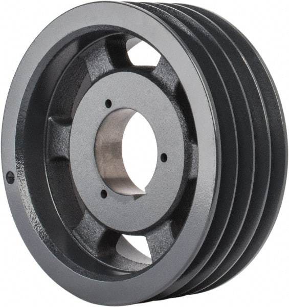Browning - 4 Groove, 5/8 to 2-1/4 Bore Diam, 8.88" Outside Diam, QD Bushed V Belt Sheave - 8.7 5V Diam Belt Pitch - Apex Tool & Supply