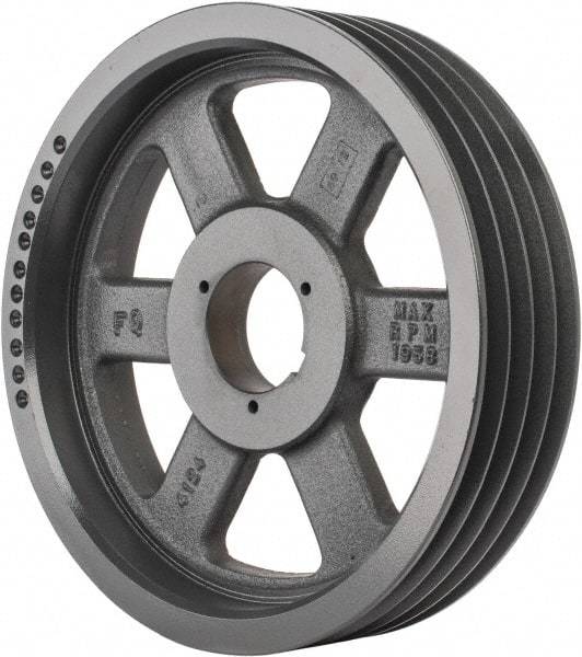 Browning - 4 Groove, 5/8 to 2-1/4 Bore Diam, 12.68" Outside Diam, QD Bushed V Belt Sheave - 12.5 5V Diam Belt Pitch - Apex Tool & Supply