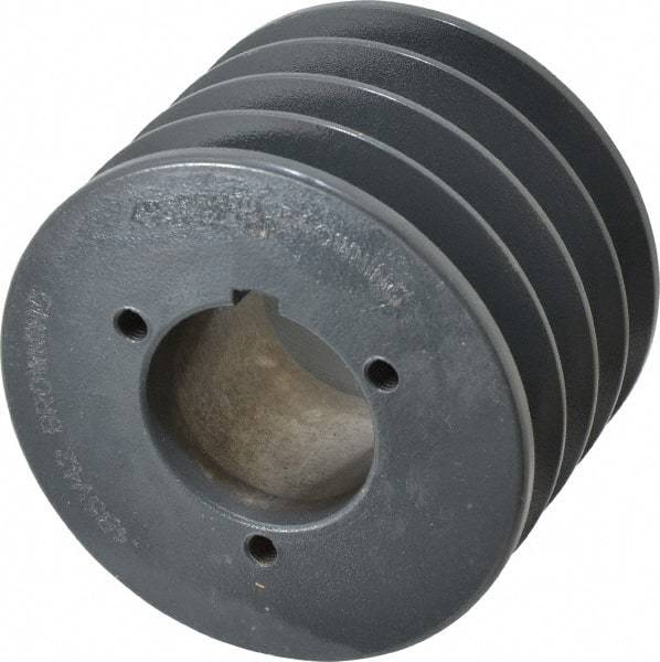 Browning - 4 Groove, 1/2 to 2-7/16 Bore Diam, 4.48" Outside Diam, QD Bushed V Belt Sheave - 4.3 5V Diam Belt Pitch - Apex Tool & Supply