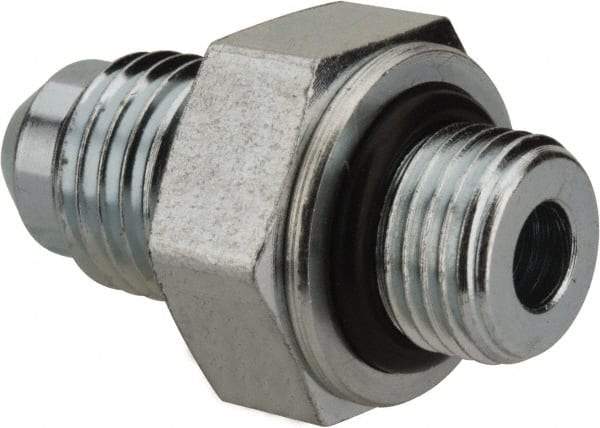 Voss - 7/16-20 x 1/8 Male Thread, Zinc Plated Carbon Steel Industrial Pipe Adapter - MJIC x MBSPP - Apex Tool & Supply
