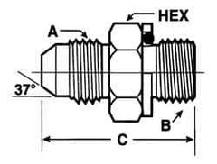 Voss - 1-1/16 - 12 x M27x2 Male Thread, Zinc Plated Carbon Steel Industrial Pipe Adapter - MJIC x Male Metric - Apex Tool & Supply