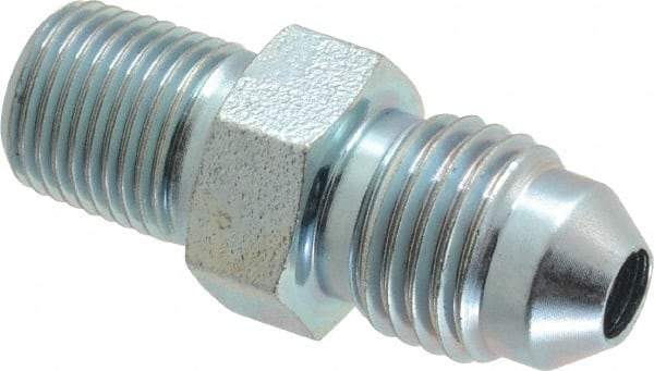 Voss - 7/16-20 x 1/8 Male Thread, Zinc Plated Carbon Steel Industrial Pipe Adapter - MJIC x MBSPT - Apex Tool & Supply
