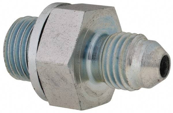 Voss - 7/16-20 x 1/4 Male Thread, Zinc Plated Carbon Steel Industrial Pipe Adapter - MJIC x MBSPP - Apex Tool & Supply