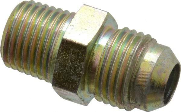 Voss - 9/16-18 x 1/4 Male Thread, Zinc Plated Carbon Steel Industrial Pipe Adapter - MJIC x MBSPT - Apex Tool & Supply