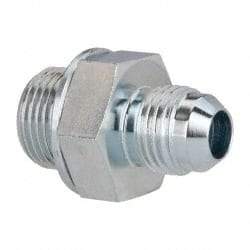 Voss - 9/16-18 x 3/8 Male Thread, Zinc Plated Carbon Steel Industrial Pipe Adapter - MJIC x MBSPP - Apex Tool & Supply