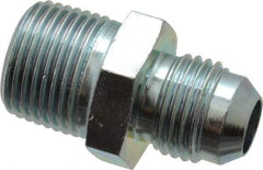 Voss - 9/16-18 x 3/8 Male Thread, Zinc Plated Carbon Steel Industrial Pipe Adapter - MJIC x MBSPT - Apex Tool & Supply