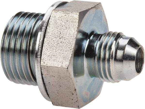 Voss - 9/16-18 x 1/2 Male Thread, Zinc Plated Carbon Steel Industrial Pipe Adapter - MJIC x MBSPP - Apex Tool & Supply