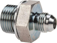 Voss - 9/16-18 x 1/2 Male Thread, Zinc Plated Carbon Steel Industrial Pipe Adapter - MJIC x MBSPP - Apex Tool & Supply