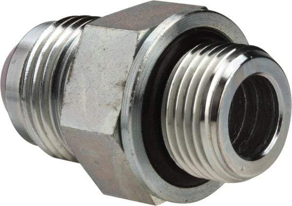 Voss - 3/4-16 x 3/8 Male Thread, Zinc Plated Carbon Steel Industrial Pipe Adapter - MJIC x MBSPP - Apex Tool & Supply