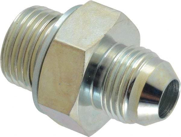 Voss - 3/4-16 x 1/2 Male Thread, Zinc Plated Carbon Steel Industrial Pipe Adapter - MJIC x MBSPP - Apex Tool & Supply