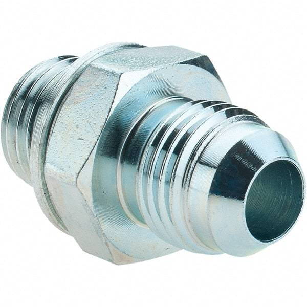Voss - 9/16-18 x M14x1.5 Male Thread, Zinc Plated Carbon Steel Industrial Pipe Adapter - MJIC x Male Metric - Apex Tool & Supply