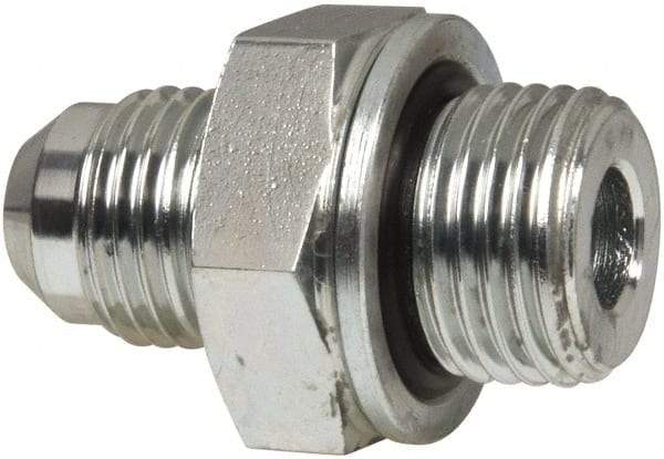 Voss - 9/16-18 x M16x1.5 Male Thread, Zinc Plated Carbon Steel Industrial Pipe Adapter - MJIC x Male Metric - Apex Tool & Supply