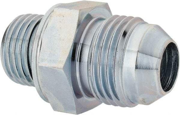 Voss - 3/4-16 x M16x1.5 Male Thread, Zinc Plated Carbon Steel Industrial Pipe Adapter - MJIC x Male Metric - Apex Tool & Supply