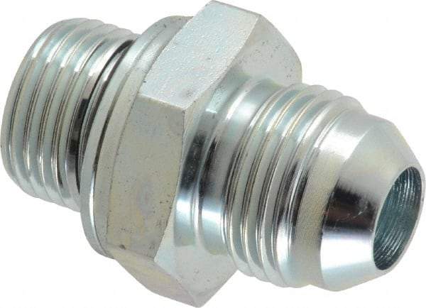 Voss - 3/4-16 x M18x1.5 Male Thread, Zinc Plated Carbon Steel Industrial Pipe Adapter - MJIC x Male Metric - Apex Tool & Supply