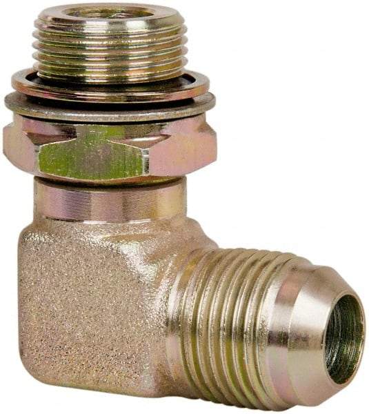 Voss - 7/8-14 x M22x1.5 Male Thread, Zinc Plated Carbon Steel Industrial Pipe 90° Elbow Adapter - MJIC x Male Metric - Apex Tool & Supply