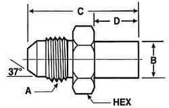 Voss - 3/4-16 x M12 Male Thread, Zinc Plated Carbon Steel Industrial Pipe Adapter - MJIC x Metric Standpipe - Apex Tool & Supply