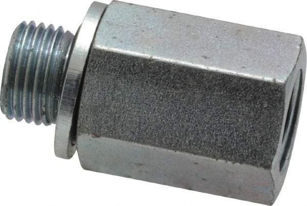 Voss - 1/8 Male Thread x 1/8 Female Thread, Zinc Plated Carbon Steel Industrial Pipe Adapter - MBSPP x FNPT - Apex Tool & Supply